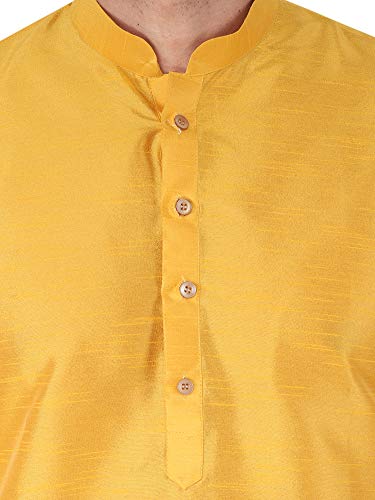 Image of HUZUR Men's Silk Solid Straight Long Kurta Pyjama Set| Ethnic Wear
