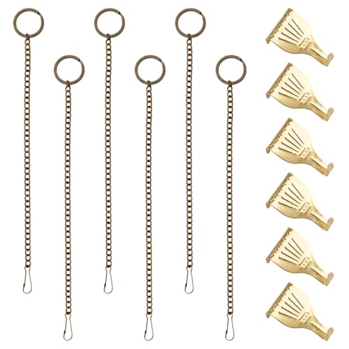 Image of Picture Hanging Kit 6Pcs Picture Rail Hooks with 6Pcs Chains Metal Rail Hanging Hooks Picture Display Hanging System for Wall Picture, Exhibition (Gold /Bronze)