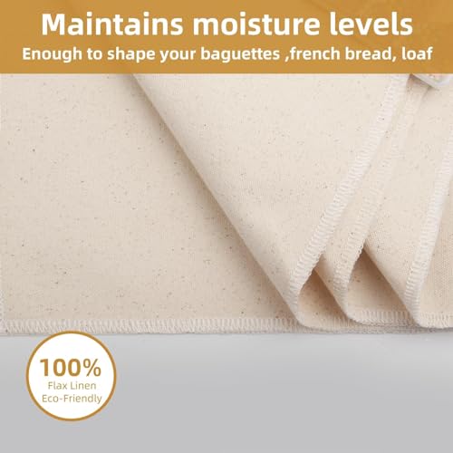 Bakers Couche and Proofing Cloth for Bread Baking, 18x30 Inches Cotton Bread Cloth Dough, Reusable Shaping Tool for Baguettes, Pastry-Cloth for Rolling Dough Pastry, Baguettes, Loaves, Sourdough