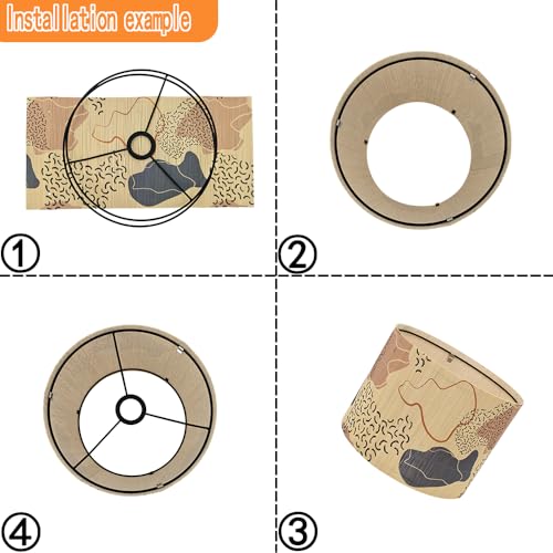 Image of Modern Translucent Barrel bamboo lamp shade Art decorative with Colorful Minimalist geometric style ideal for living room bederoom Table Floor Lamp easy assemble size 11.8x9Inch (Abstract Geometric)