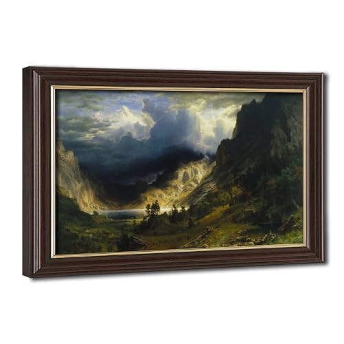 Impression sur toile Tempête dans les montagnes Rocheuses Albert Bierstadt 20x30 cm