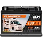 EXAKT Batteria AGM 100Ah 12V batteria per Camper Caravan Sistemi Off-Grid Pannelli Solari Barca resistente ai cicli Sigillata Senza Manutenzione