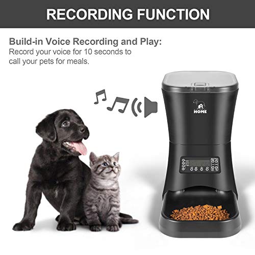 HICTOP Automatic Pet Feeder | Auto Pet Dog Timed Programmable Food Dispenser Feeder for Medium Small Pet Puppy Kitten - Portion Control Up to 4 Meals/Day 7L(Black)