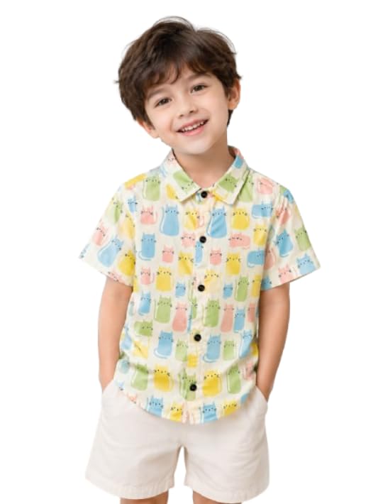 Image of RICH COPPER Fashionable Cotton Printed Half Sleeve Casual Shirt for Men Featuring Lightweight Fabric and Modern Design