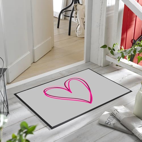 Paillasson gris coeurs roses l'amour s'invite sur votre pas de porte - 6