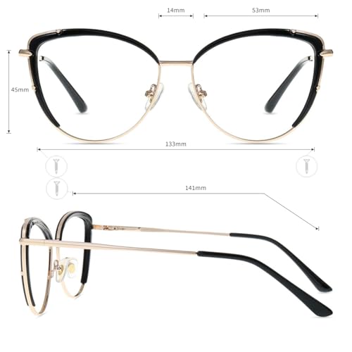 Image of Firmoo Blue Light Blocking Glasses,Anti Eye Strain Anti Headache UV Cut, Cateye Computer Reading Glasses with magnification