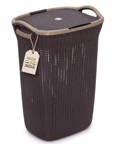 Add Plastic Laundry Basket with Lid Weather Brown - Image 2