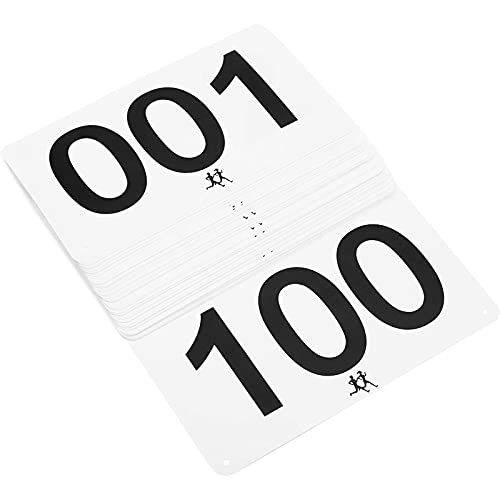 Juvale Marathon Bibs, White Racing Bibs Numbered 1 to 100 (7 x 4 Inches, 100 Pack)