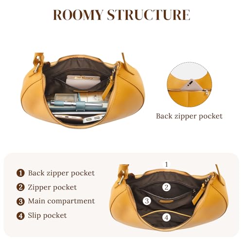 Image of S-ZONE Top Grain Leather Shoulder Bags for Women Hobo Crescent Bag Handbags Purse