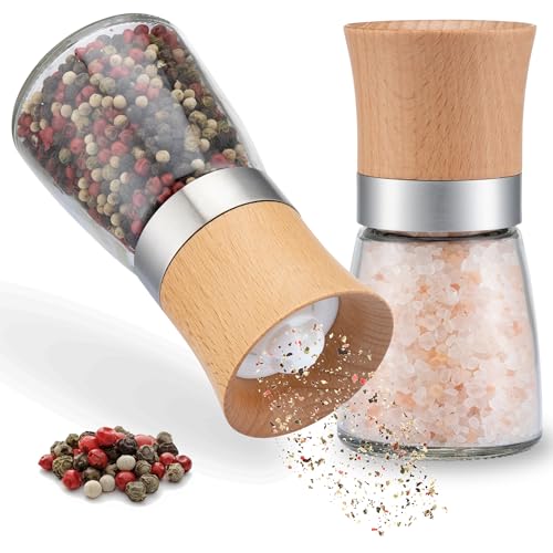 ZOLMER® Gewürzmühle 2er Set mit verstellbarem Keramikmahlwerk - Edle Salzmühle & Pfeffermühle aus hochwertigem Holz - Auch als Chilimühle [Ohne Gewürzinhalt]