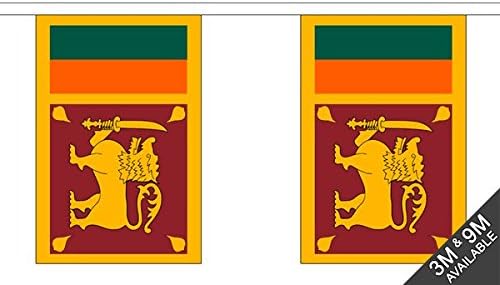 Sri Lanka Fabric Bunting – 9m with 30 Flags – Fabric for Indoor & Outdoor Use – String Flags Banners Sri Lankan Ceylon South Asia Island