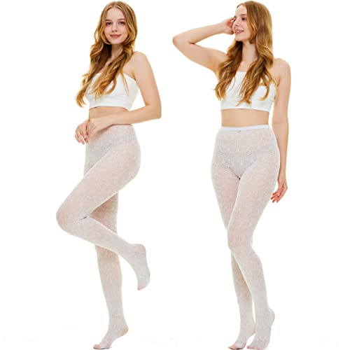 Image of Fishnet Stockings Lace Patterned Tights High Waist Pantyhose Fishnets for Women