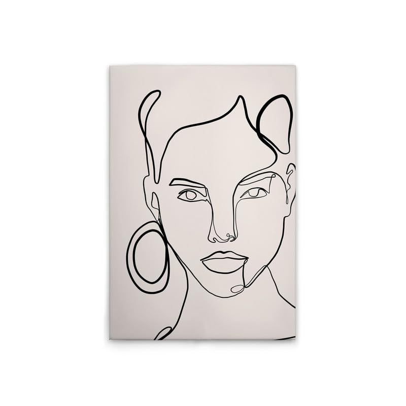 Impression sur toile Oneliner crème noir 60x90 cm pour habiller facilement un grand mur vide