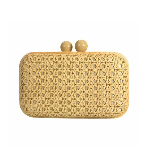 Image of Women Straw Clutch Purse Handwoven Summer Evening Bag Beach Straw Handbag Wedding Party Clutch Bag Wicker Purse
