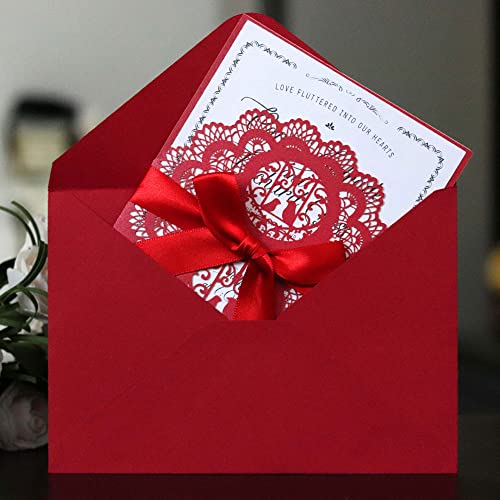 Invitaciones de boda corte láser tarjetas de invitación en blanco compromiso aniversario 50 ud 6
