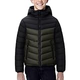 Piumino Zip da Bambino Invernale con Cappuccio Caldo Giubbotto Antivento Inverno Bambini Moda Giacca Imbottito in Cotone Piumino 100 Grammi Casual Cappotto Impermeabile Autunno in Pile per 8-17 Anni