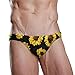 Yellow Sunflowers Seamless On Black Dark Men's Swim Briefs, Sexy Bikini Briefs Triangle Swimming Briefs Swimwear Swimsuit Swim Trunks Surf Shorts Trunks for Men Beach M