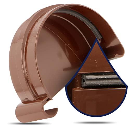 Dachrinnen-Endstück Stöpsel Links Rinnenendstück Halbrund Kunststoff Regenrinne Stück für Rinne Dachrinnen 125mm Braun