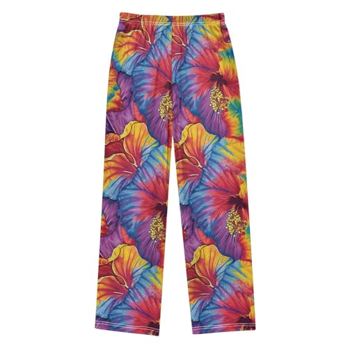 ALAZA Hibiscus Flower Colorful Pajama Lounge Pants Long Sleep Pajama Bottoms with Pockets2