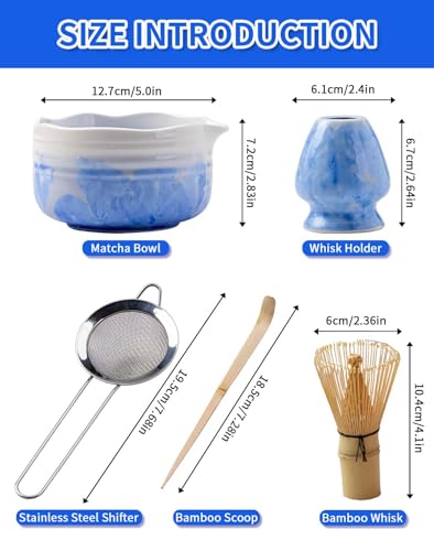 Roperu Pottery Matcha Set - Azure Erosion