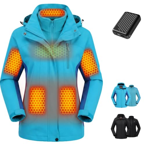 Women Heated Jacket Battery Pack Included Waterproof Ski Snow North Coat Zipper Hoodie Christmas...