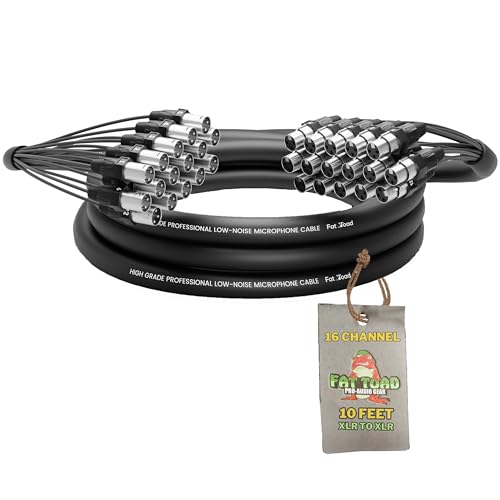 Fat Toad 10ft 16-Channel XLR Snake Cable (ShieldedPRO X Series) – Audio Patch Wire for Studio...