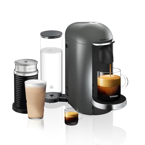 Nespresso Vertuo Plus Deluxe Coffee and Espresso Maker by Breville, Titan with Aeroccino Milk Frother