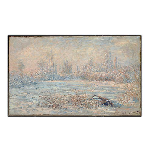 HUUDNHYK Cuadro de Monet Vista de Vetheuil en Invierno Impresión en Lienzo-Famosas reproducciones de Pinturas de Monet-Cuadro de impresionismo de Monet 70x45cm Sin Marco Cover