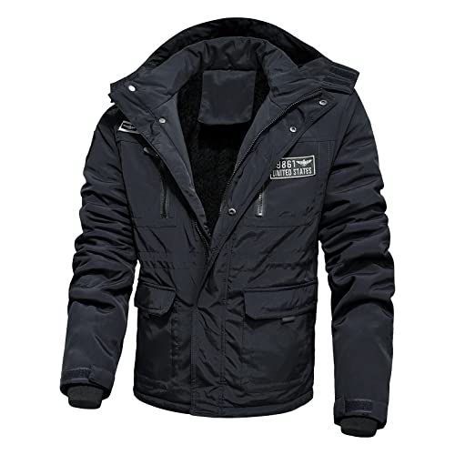 Mens Bomber Jacket Outdoor Sport Fleecce Windbreaker Fall Winter Retro Coat - image 1