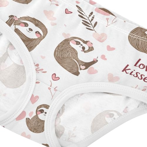 Wusikd Cute Sloth Girls' Underwear Cotton Pink Hearts Girls Briefs Soft Toddler Underwear 2T4