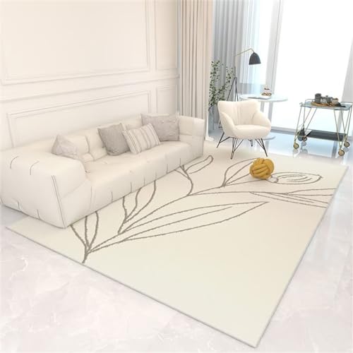 Tapis à motifs simples moderne beige 90x180cm doux et lavable - 2