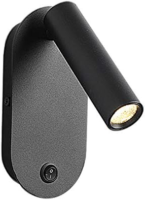 3W LED Hotel Bedroom Bedside Reading Light Fixture On/Off Switch Oval Base Black 4000K