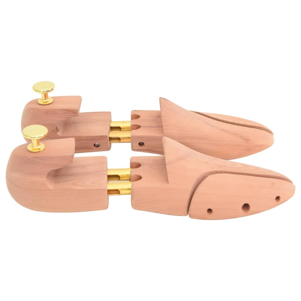 Horma de zapatos con calzador de madera maciza de cedro UE 44-45, doble ajustable, para hombre, zapatos de piel, botas para mantener la forma, secado, cuidado del olor y evitar arrugas