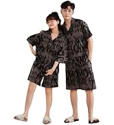 [Bwgoroku] ペアパジャマ 夏 ペアルック パジャマ 半袖 レディース メンズ ルームウェア 上下セット 前開き ペア パジャマ 軽量 通気 おしゃれ 結婚祝い 誕生日 プレゼント 男女...
