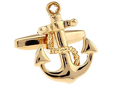 LBFEEL Nautical Golden Anchor Cufflinks for Mens Shirt with a Gift Box