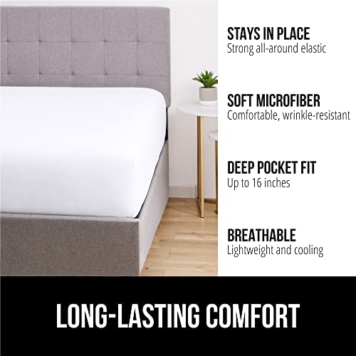 Gorilla Grip Fitted Stay In Place Queen Bed Sheet, Extra Deep Pocket Sheets, Soft Breathable Lightweight Microfiber, All Around Elastic Bottom, Oeko-Tex, Wrinkle, Fade, And Shrink Resistant, White #TOP1