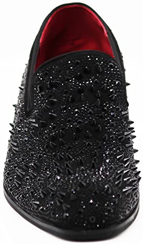 Image of Enzo Romeo Men Fashion Rhinestones Studs Tuxedo Slip On Loafer Dress Shoes WBG
