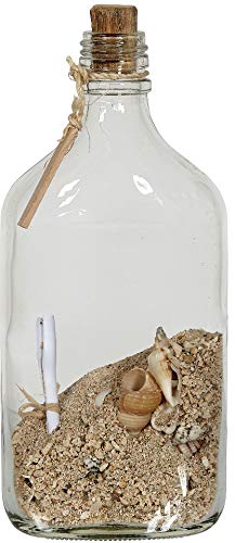 The Seashell Company Note in Bottle 8 inch, Nautical Inspired Home Décor, Set of 2