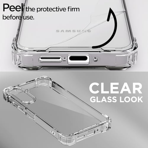 Image of Amazon Basics Back Cover for Samsung Galaxy A26 5G PC + TPU Clear Transparent Raised Edges Shockproof Protective Phone Bumper Case(Transparent)