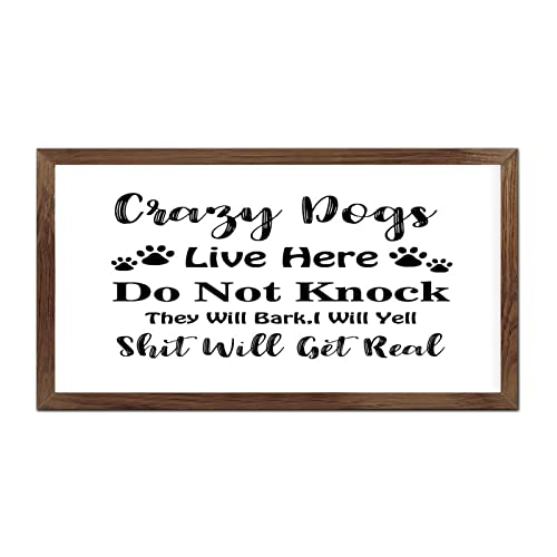Décoration murale en bois Crazy Dogs 30x56 cm panneau humour