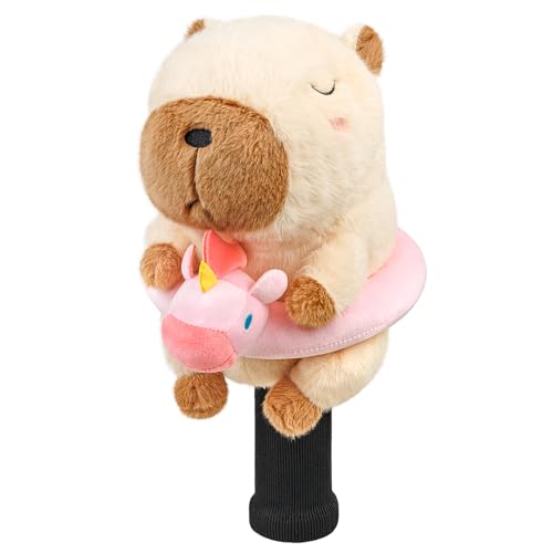 Pink Unicorn Swim Ring Capybara Golf Club Head Cover, Small Size Fits Hybird And Irons, Large Size Fits Standard 460Cc Driver Head，Golf Driver Headcover Funny Plush Animals