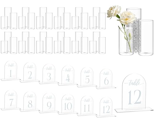 Sieral 36 Pcs Glass Cylinder Vases 6, 8, 10 Inch