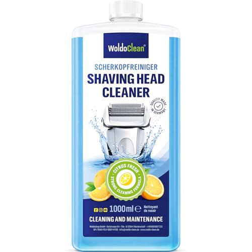WoldoClean Liquide de recharge nettoyant pour tête de rasoir 1 000 ml – Compatible avec cartouches Braun Clean & Renew, nettoyant rasoir à l’alcool,...
