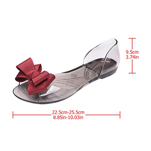 Princess Jelly Sandals with Bow Fish Mouth Summer Bowknot Beach Shoe for Women Girls (Red 35 Yards 5. 5US, 3UKï¼Œ 36EU, 8. 8425Inch)2