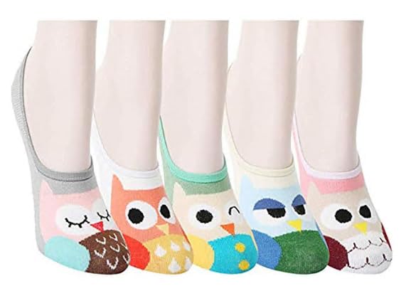 Image of Violet Mist Women No Show Socks Animal Patterned Low Cut Liner Socks Girls | Non Slip Invisible Socks, Novelty Funny Pattern Footies Flat Boat Socks Casual, Summer