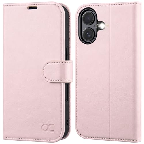 OCASE for iPhone 16 Case, PU Leather Wallet, Magnetic Flip Folio Cover with RFID Blocking, Card Holders, Shockproof TPU