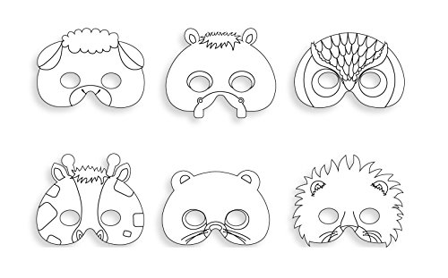 APLI Lot De 6 Masques Animaux En Carton Épais à Colorier – Mouton, Lion, Girafe, Hibou, Chat, Hippopotame – Activité DIY Anniversaire Et Fête Costumée Dès 3 Ans