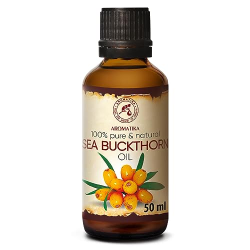 Aceite de Espino Amarillo 50ml - Hippophae Rhamnoides Oil - Prensado en Frío - 100% Puro y Natural - Aceite Base para Rostro - Cabello - Piel - Masajes - Cuidado Corporal