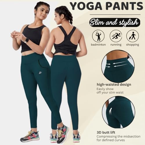 Image of Nexsus Appparels Stretchable Gym Pants for Workout : The Ultimate Yoga Pants | Gym Wear for Woman | Gym Tights for Women with Side Pockets | Available in Plus Size's