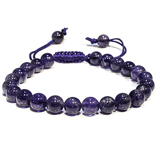 ANAYA AGATE Amethyst Bracelet – Healing Crystal Bracelet for Women, Men – Chic Gemstone Bracelet for Men and Women – 8mm Round Bead Bracelets for Spiritual Healing, Protection, Positive Energy